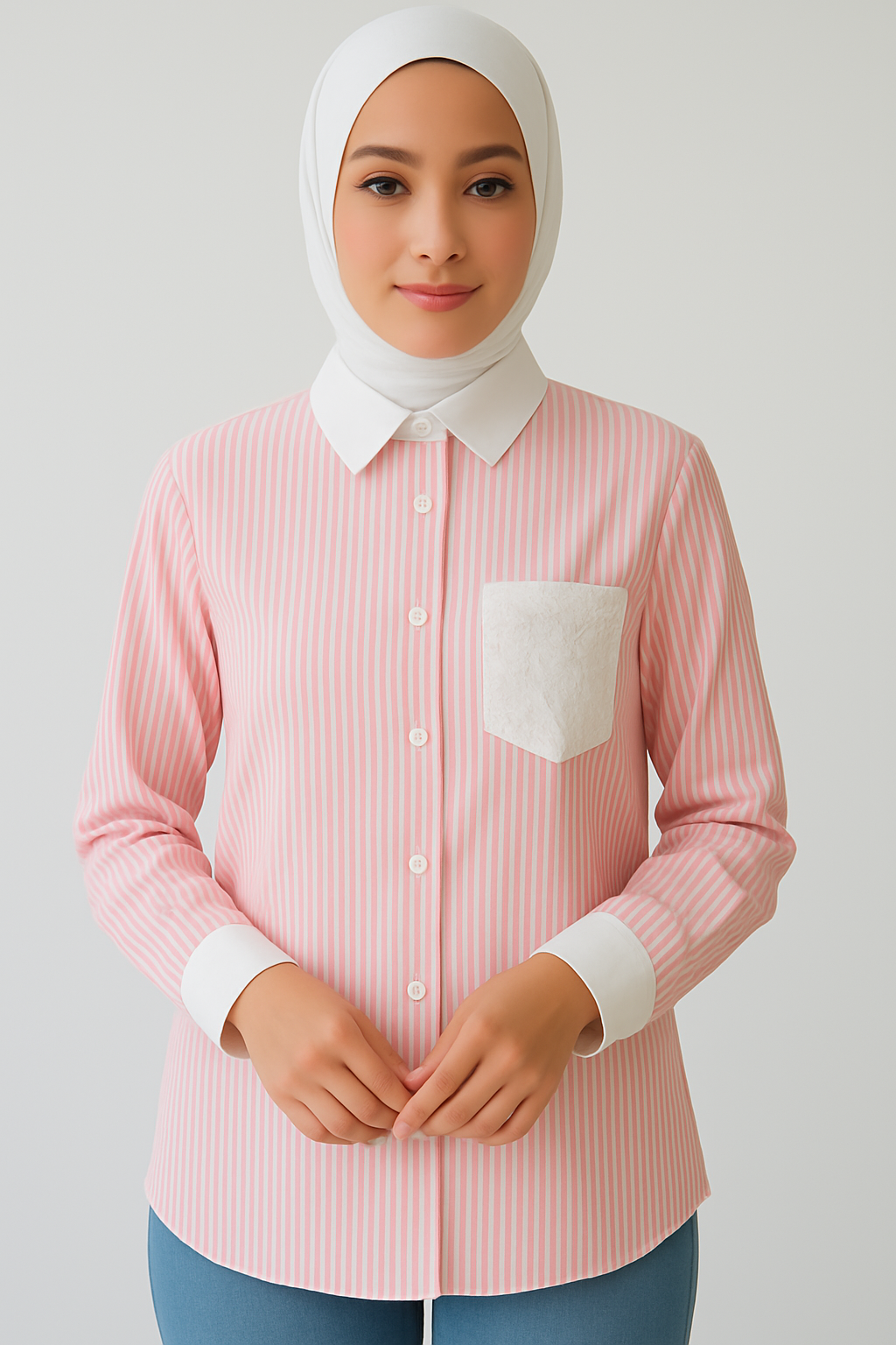Chemise à rayures avec dentelle